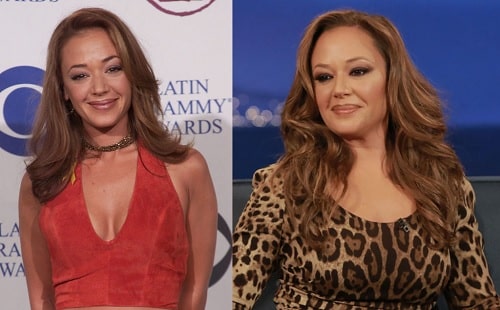 A picture of Leah Remini before (left) and after (right).